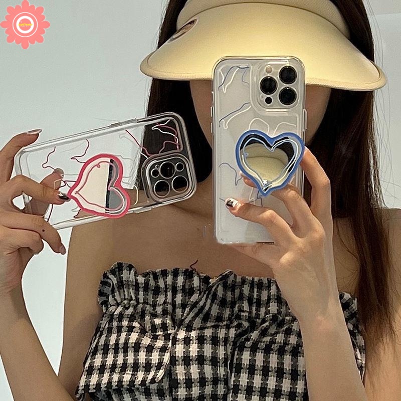 Creative Make Up Mirror Bracket Love Heart Phone Grip Cute Irregular Korea Holder Ring Universal Scalable Phone Stand Holder