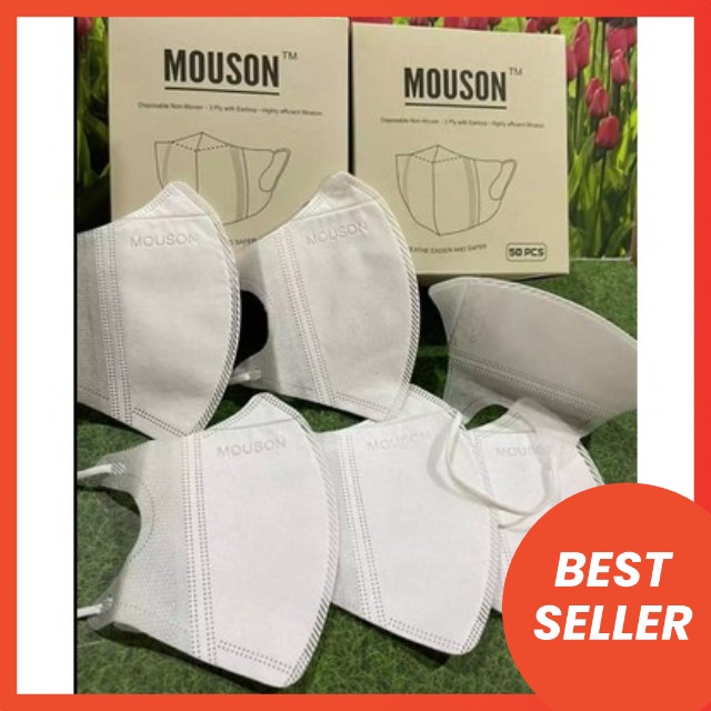 Masker Duckbill Mouson ISI 50pcs  emboss MOUSON 3ply disposable facemask