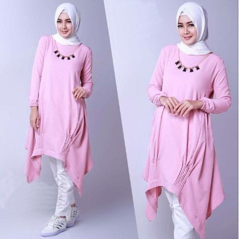 Baju dress Tunik Mozza Baby Pink SW tunik wanita jersey pink baby murah