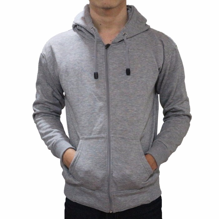 JAKET POLOS HOODIE ZIPPER RESLETING ABU MUDA OUTERWEAR MURAH M L XL