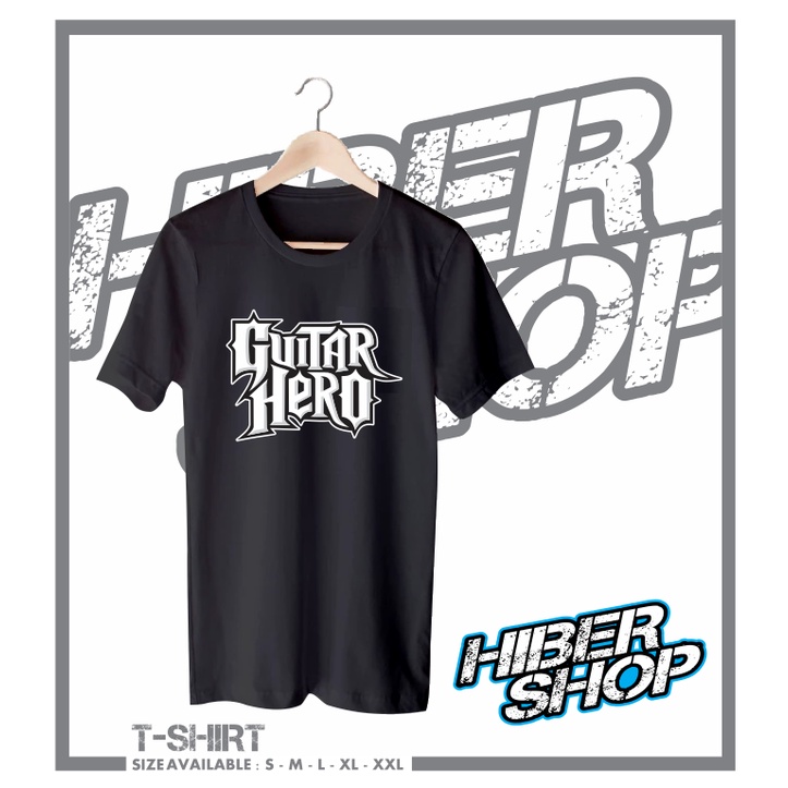 KAOS BAJU GUITAR HERO LOGO KAOS GAME MUSIK GITAR KEREN - HIBER SHOP