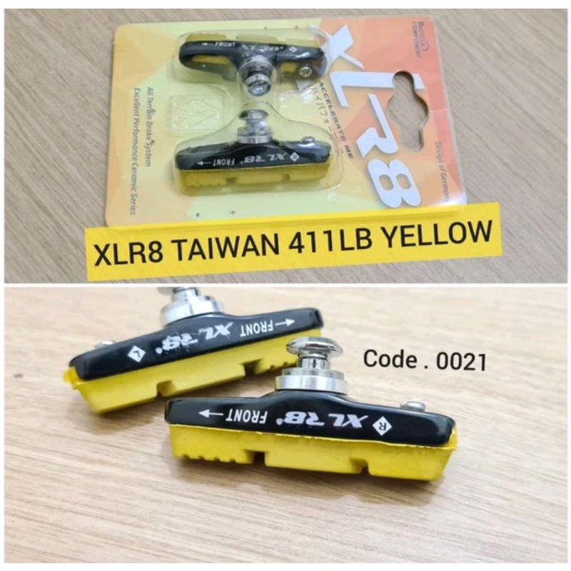 U Brake Shoes 700 C XLR8 TAIWAN 411AB YELLOW . Kampas Sepatu Pad Karet Rem Sepeda Road Bike kampas sepeda