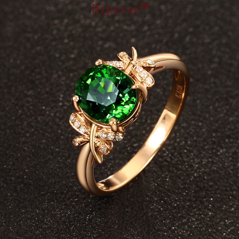 Hot Sale Top-Selling Product Fashion Emerald Butterfly Adjustable Ring