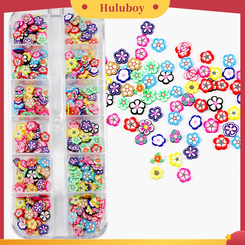 Huluboy Huluboy♡ 1 Kotak Charms Bentuk Buah 3D Warna-Warni Bahan PVC Tahan Air Untuk Dekorasi Manicure