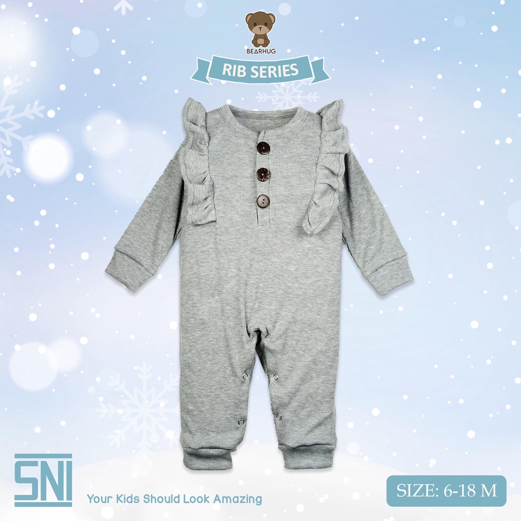 Bearhug Jumper Lengan Panjang  Rib Bayi Perempuan  XJD1 Mixcolour  Kancing Ruffle 3-12M-5