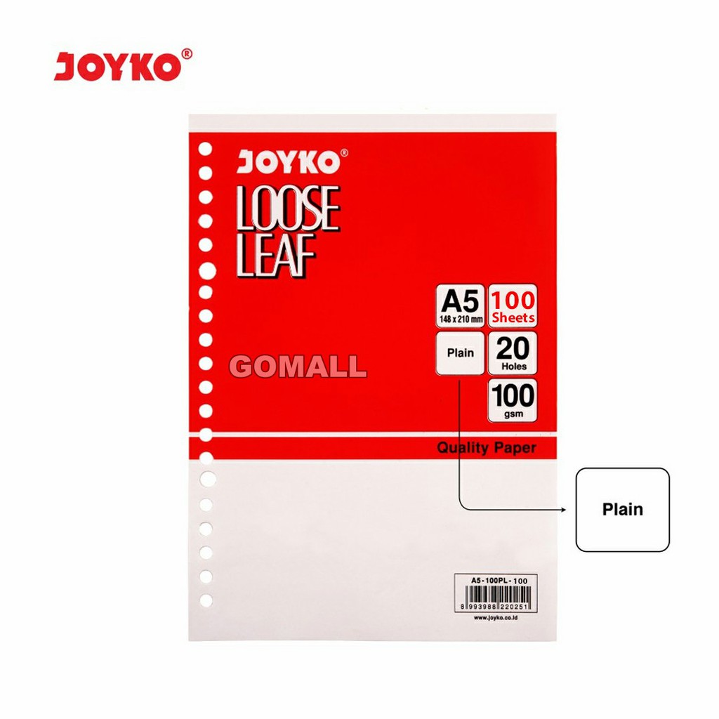 

Loose Leaf Isi Kertas File Binder Joyko A5-100PL Plain - 100 Lembar