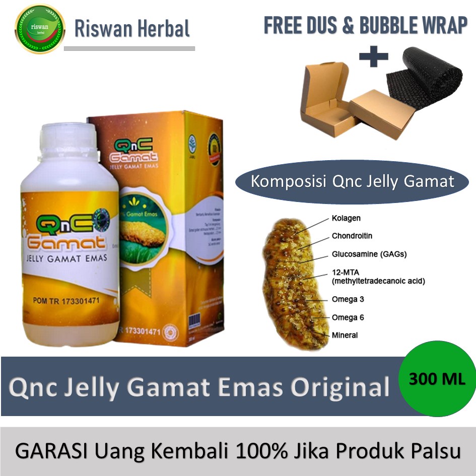 Obat Batu Empedu Herbal Batu Ginjal Alami Qnc Jelly Gamat 300 Ml Original BPOM Dan Halal MUI