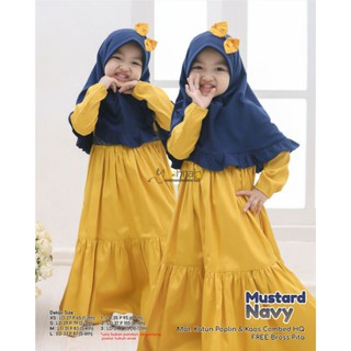  Gamis  Anak  Terbaru  Mustard Navy Syar i by Yuahijab 