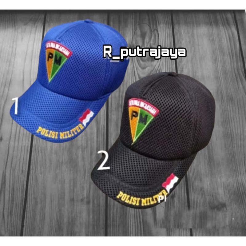 topi jaring biru pm polisi militer / topi jala biru doubel mash pm