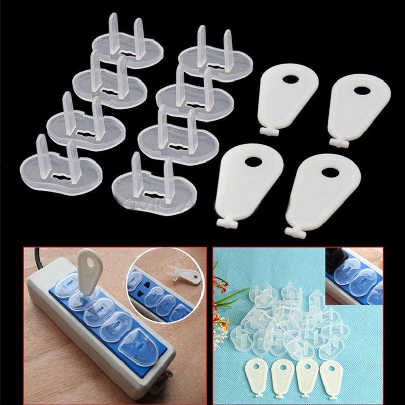 7pcs / Set Cover Pelindung Stop Kontak Listrik Power Plug 2 Lubang Untuk Keamanan Bayi / Anak