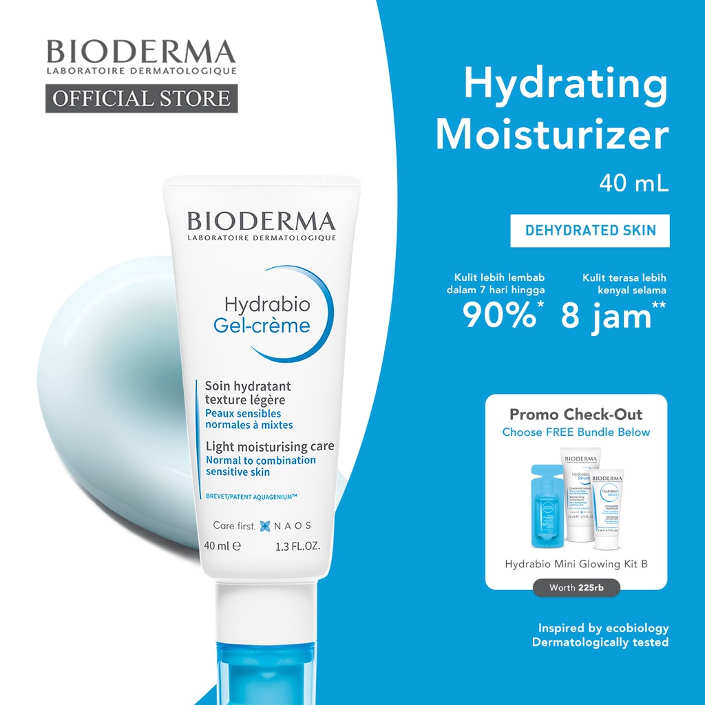 Bioderma Hydrabio Gel Creme 40 ml – Hydrating Moisturizer / Pelembab untuk Kulit Normal Hingga Kombinasi / Dehidrasi / Kering Dan Sensitif