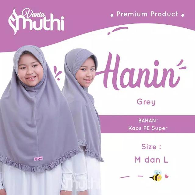 Jilbab HANIN Vania Muthi Curly Size M (SD-SMP) dan L (SMP-SMA) - Hijab Remaja - Jilbab Sekolah