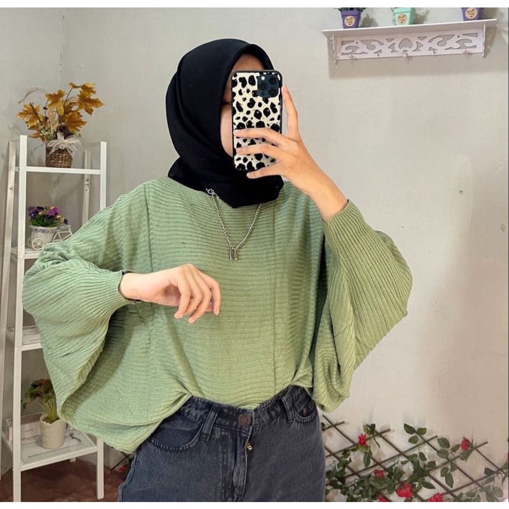 1KG MUAT 5PCS | BATWING KNITWEAR RAJUT PREMIUM HITS OOTD SELEBGRAM FASHION GROSIR WANITA TERMURAH TERBEST SELLER