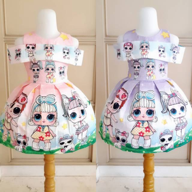 GA2735 LOL SABRINA / DRESS SABRINA LOL ANAK PEREMPUAN PINK UNGU PURPLE IMPORT KOREA MURAH LUCU PESTA