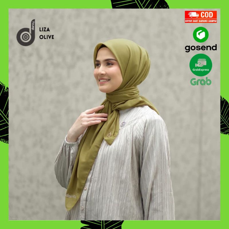 Hijab Kerudung Deenay Liza Polos Olive Jilbab Segi Empat Voal Ultrafine Original Asli