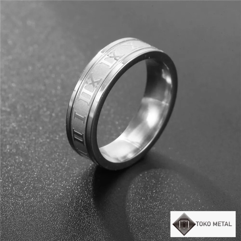 Cincin Titanium Motif Romawi Anti karat Pria &amp; Wanita [ Toko Metal ]