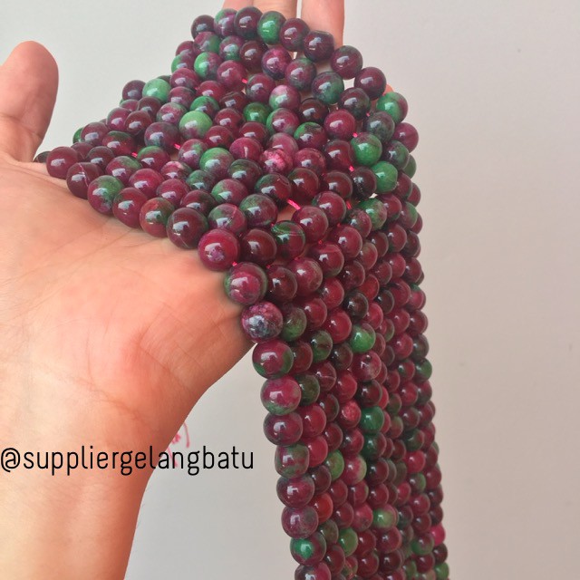 bahan gelang kalung 10mm tanzania kilap garnet ruby tanzanite akik batu alam bloodstone terapi yoga