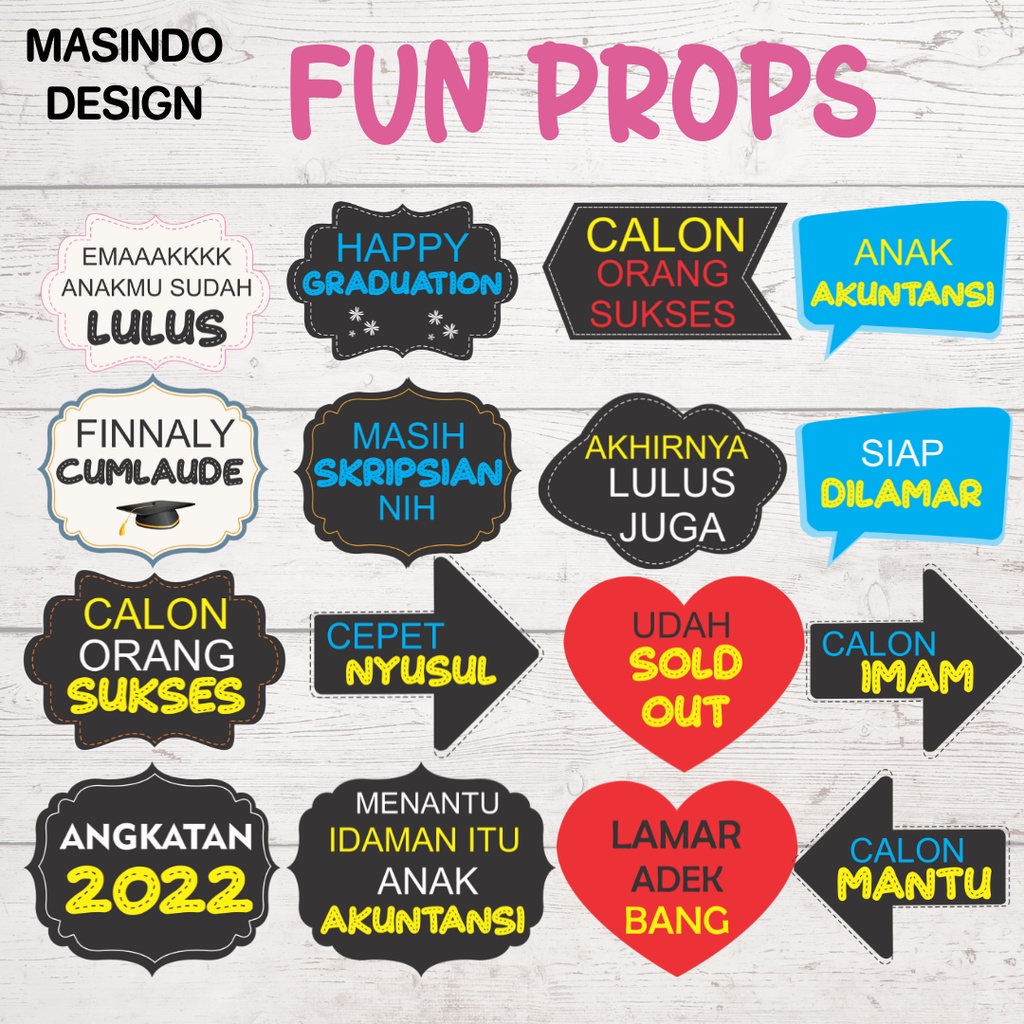 Fun Props Photo Booth Aksesoris Foto Wisuda Dekorasi Ulang Tahun Souvenir Pesta