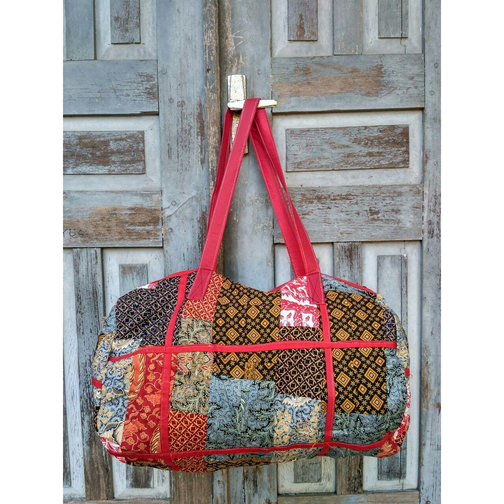 TAS TRVEL BAG BATIK OVAL - BATIK MURAH DARI KAIN PERCA KOPER