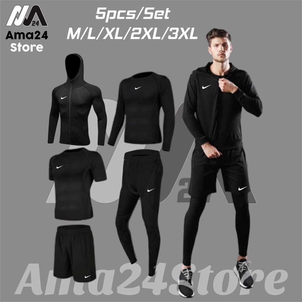 5 in 1 Fullset Setelan Olahraga Unisex Running Senam Futsal Volly Bersepeda Tenis Yoga