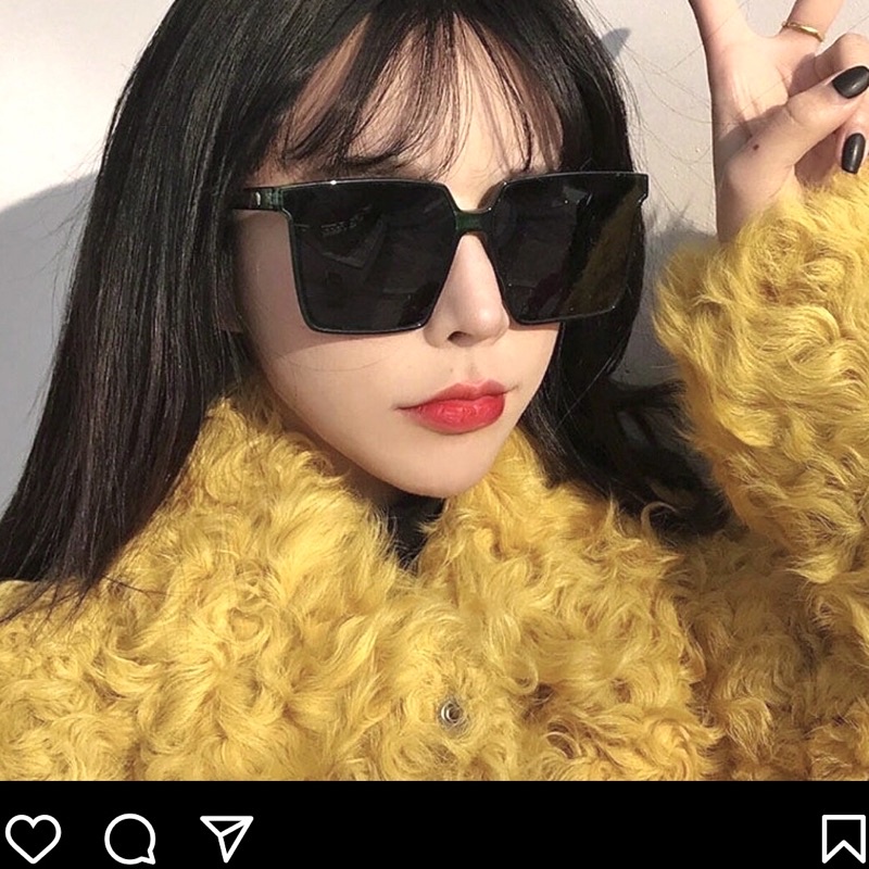 Kacamata Wanita Kotak Square Persergi Kacamata Frame Besar Kotak Fashion Korea Sunglasses