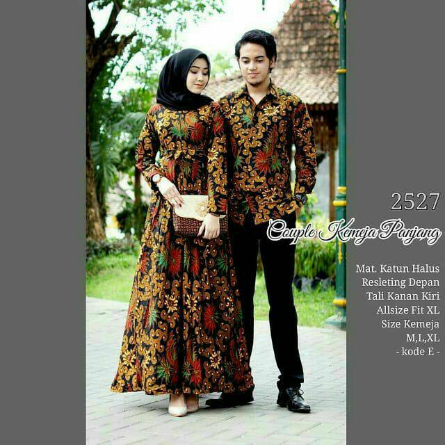 COUPLE BATIK GAMIS DAN KEMEJA LENGAN PANJANG MOTIF ULIR DAUN FASHION BATIK PRIA WANITA BATIK KRATON