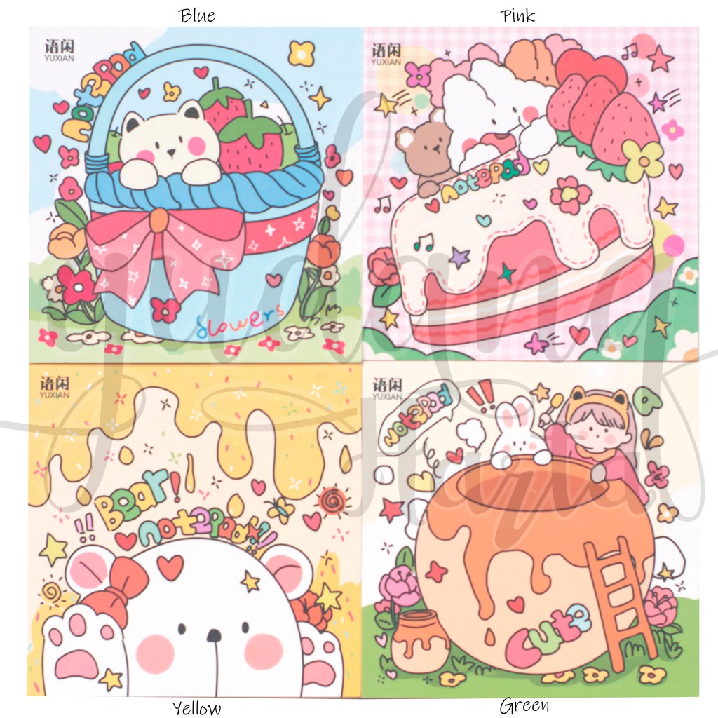 Memo Color It Yourself Memopad Bear Rabbit Notes Lucu Unik DIY Scrapbook GH 301335