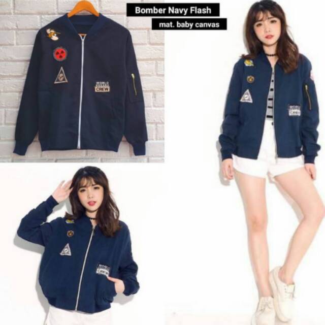 Jaket bomber warna navy