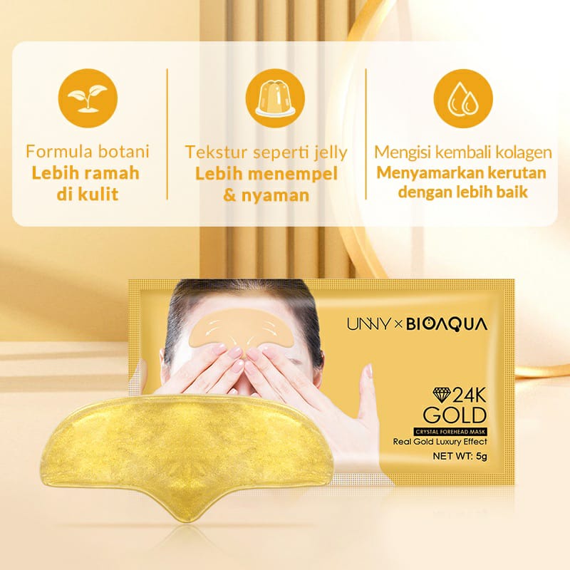 BPOM UNNY × BIOAQUA 24K Gold Collagen Crystal Forehead Mask 7g / Masker Dahi  BB