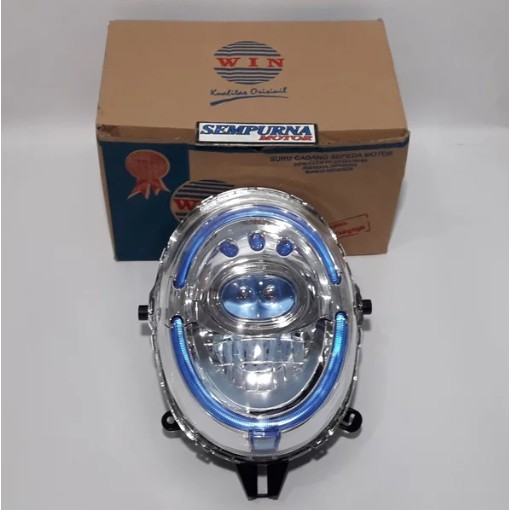 Reflektor Lampu Depan All New Scoopy Fi Esp Stylish 2017 2018 LED Alis Biru Variasi Merek Win - Dist