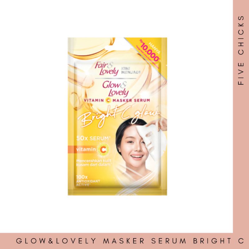 Fair & Lovely SERUM SHEET MASK Multivitamin Bright C Glow 20 g - Five Chicks