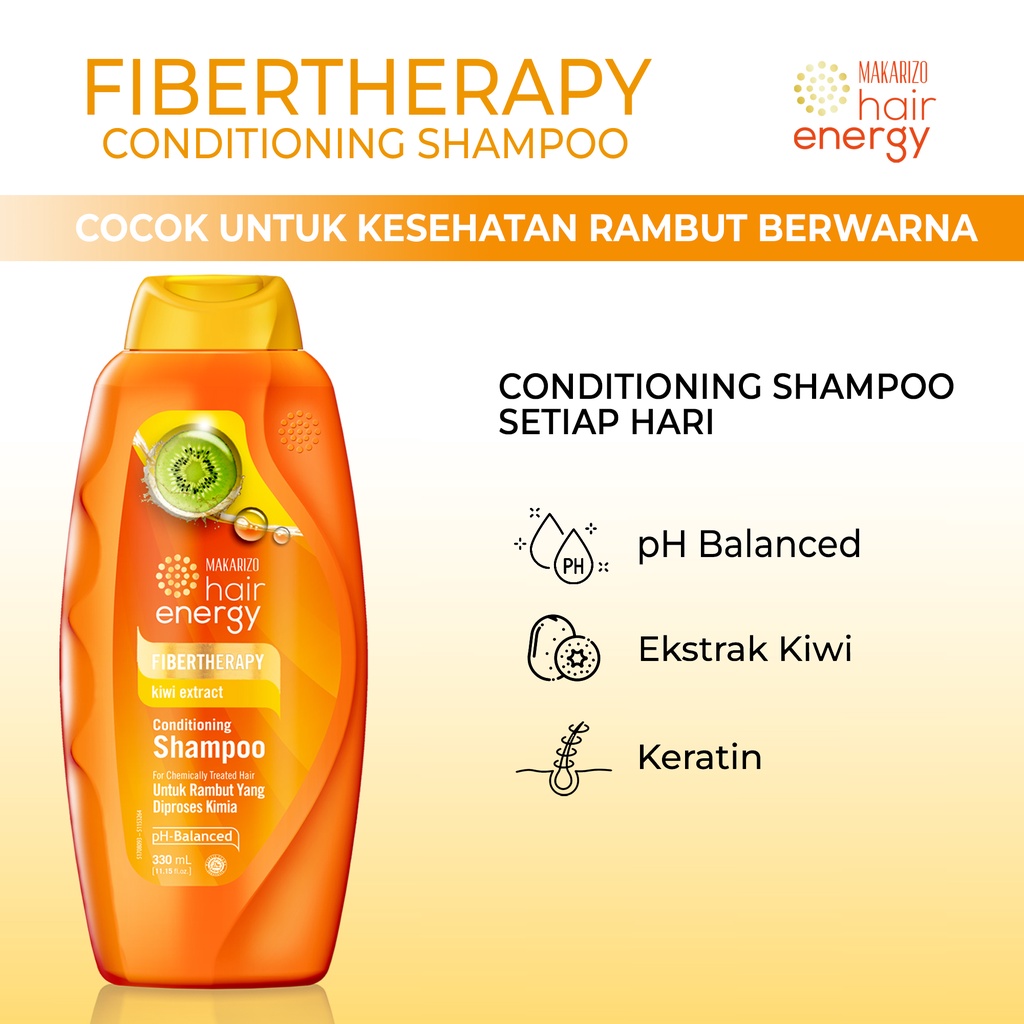 PAKET ISI 2 - Makarizo Hair Energy Fibertherapy Conditioning Shampoo Kiwi 330 mL-4