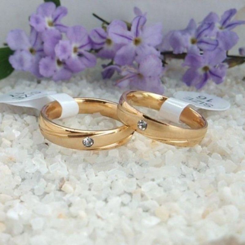 CINCIN TITANIUM MOTIF SELENDANG DEMEN WARNA EMAS