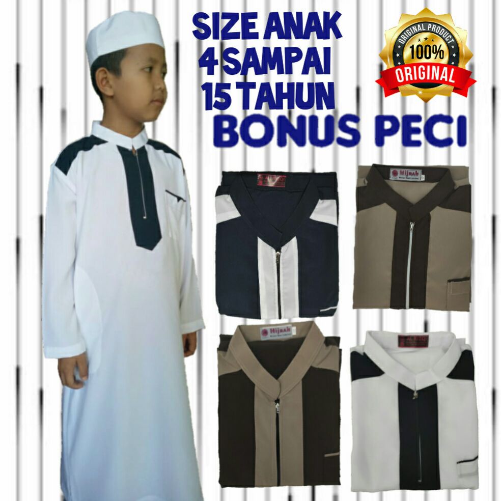 gamis anak jubah anak size 4 -15 tahun BONUS PeCI