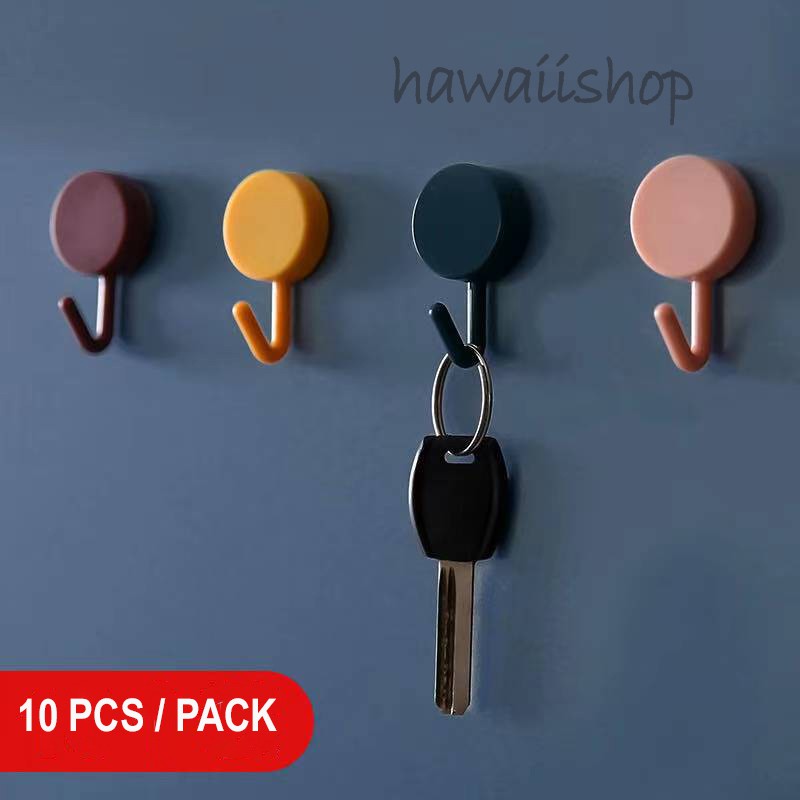 Gantungan Hook Bulat Polos Tempel Tembok 1set 10pcs