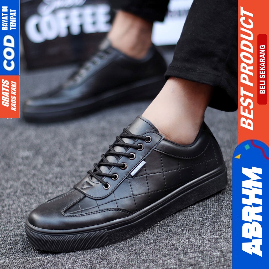 ABRHM X PEDRO Sepatu Casual Formal Sneakers Pria Kasual Formal Kerja Kantor Black Brown Pantofel Kulit Pu