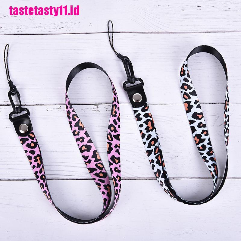 Lanyard Leher Panjang Motif Leopard Dapat Dilepas Untuk holder Kunci Ponsel Universal