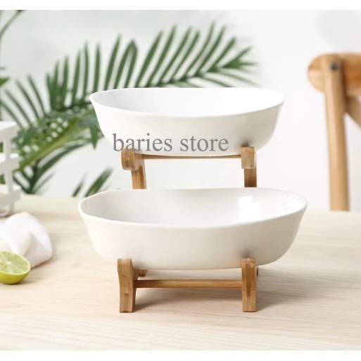 set wadah saji keramik mangkuk saji serving tray fruit bowl