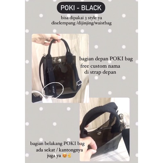 PVC SLINGBAG POKA &amp; POKI (FREE CUSTOM NAMA) /Tas selempang mika/ Minibag mika /Tas mika