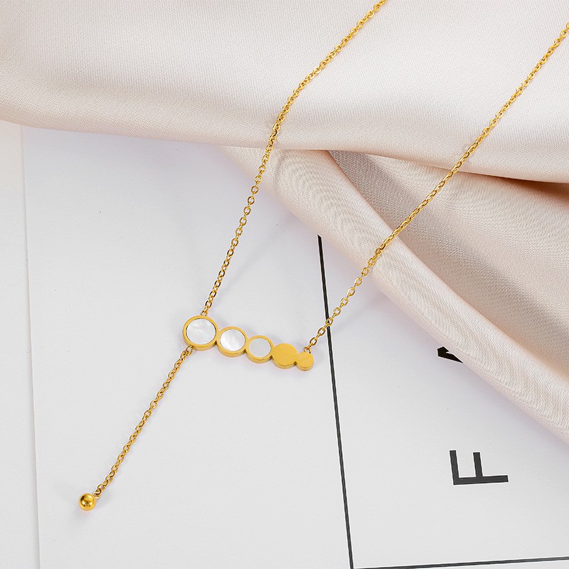 Kalung bulat kacang juntai titanium anti karat korean style model terbaru - ercassia