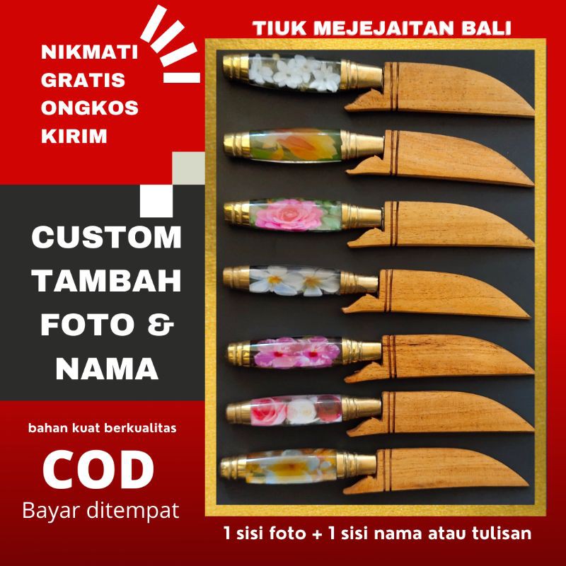 pisau janur busung tiuk metuesan mejejaitan foto custom dan bunga bisa request gambar