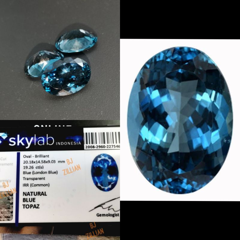 Batu Permata London Blue Topaz Natural - Big size