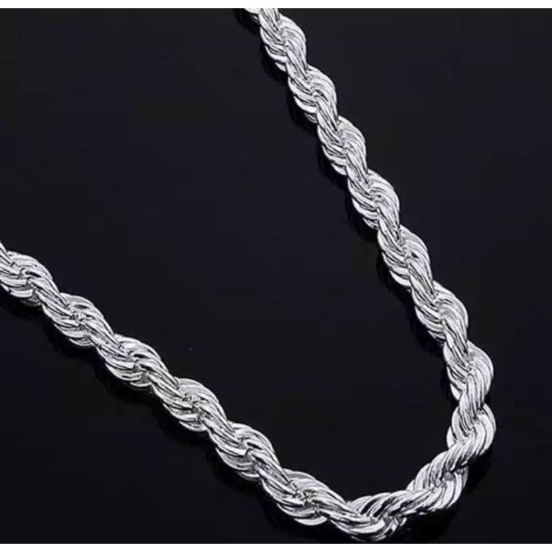 kalung tambang silver / kalung titanium pria terbaru