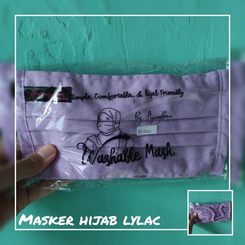 masker kain hijab warna lilac