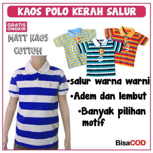 Kaos Kerah Anak Polo Salur Stripe Katun Premium