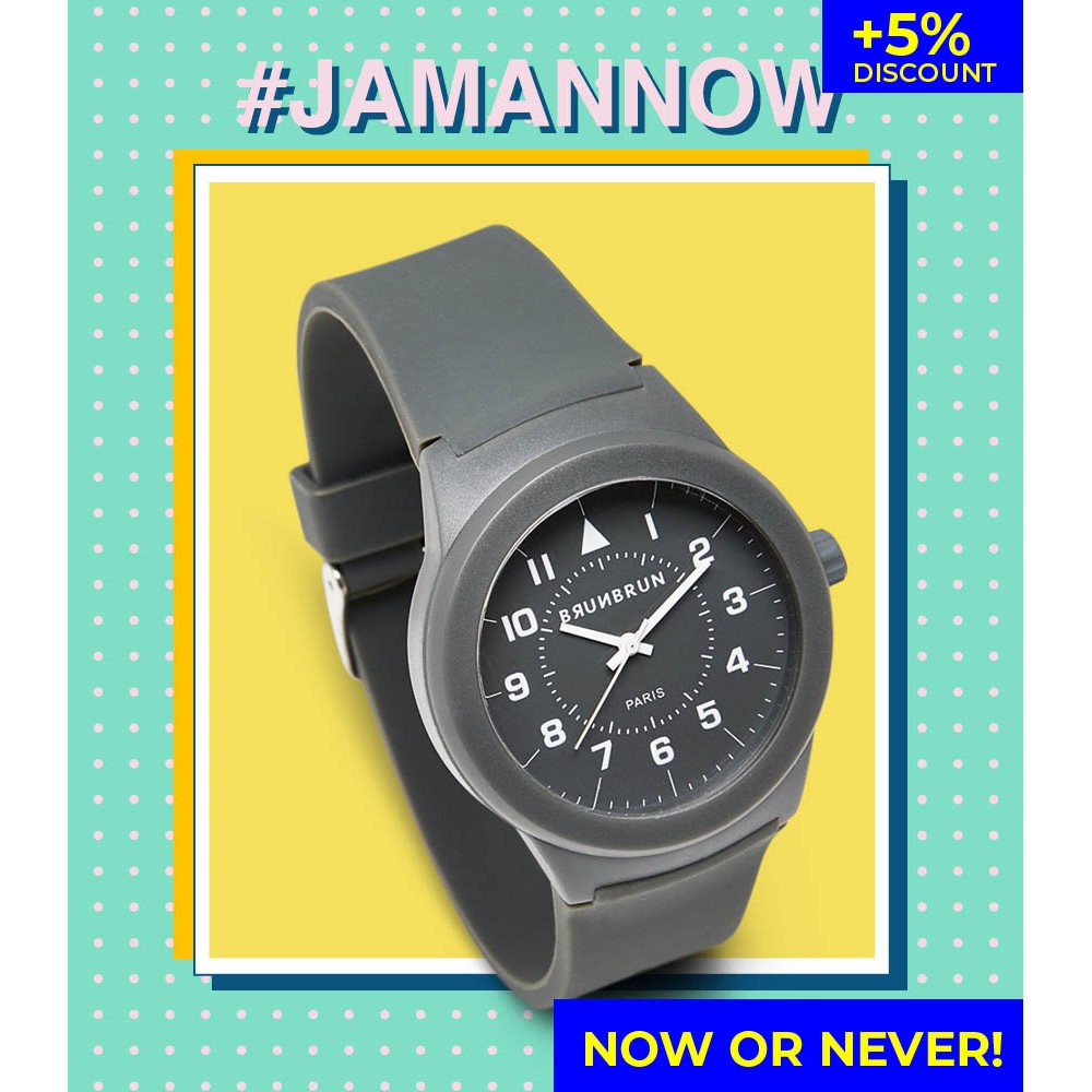 JAM SILIKON BRUNBRUN PARIS MARLO DARK GREY BJT093D6 TERBARU ORI MURAH
