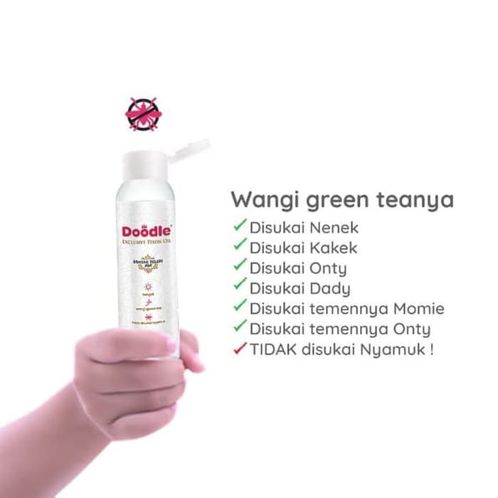 DOODLE MINYAK TELON DOODLE GREEN TEA untuk bayi dan anak 100ml 60ml travel size