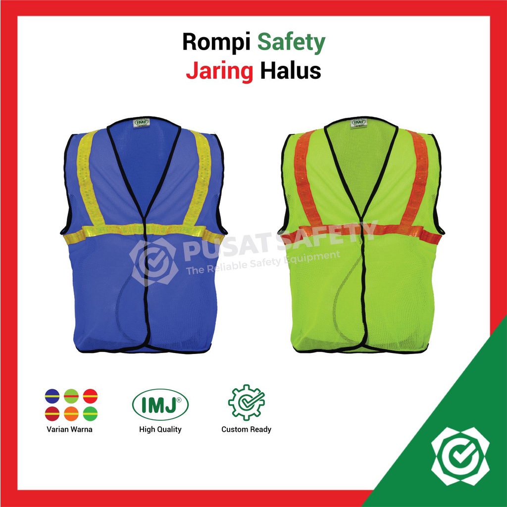 Rompi Safety Proyek Jaring Halus 6 Warna Allsize