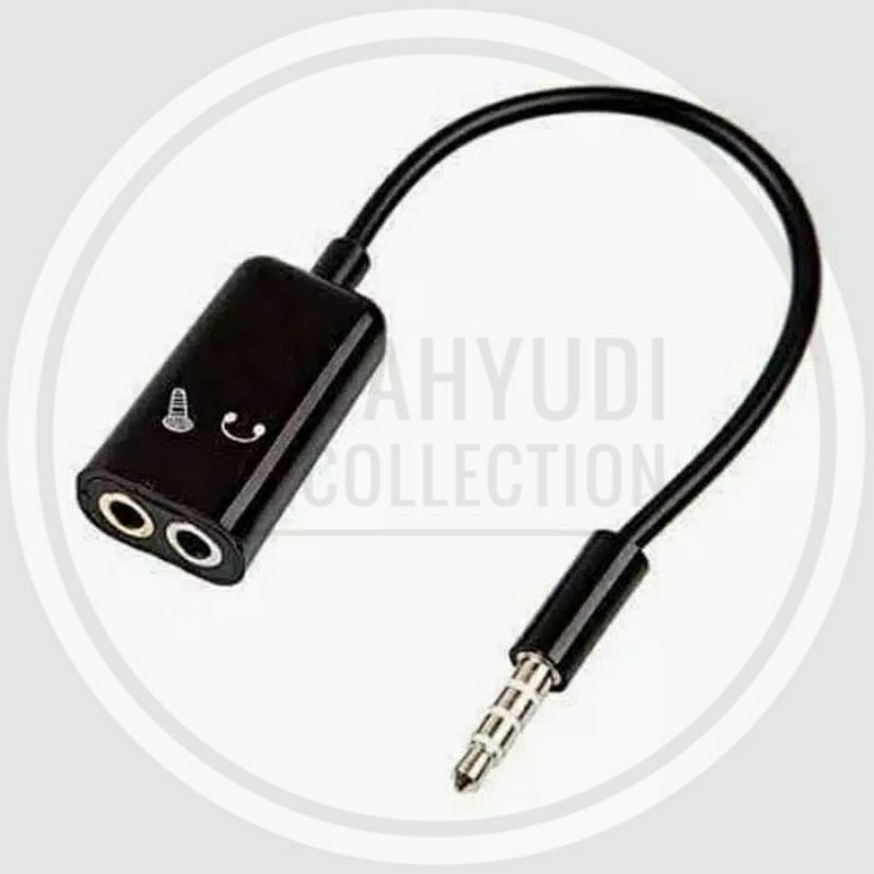 Kabel Konektor Splitter 3.5mm audio Mic &amp; Headset Microphone &amp; Headphone