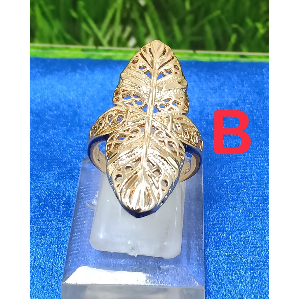 Cincin model kerawangan lapis emas 18k